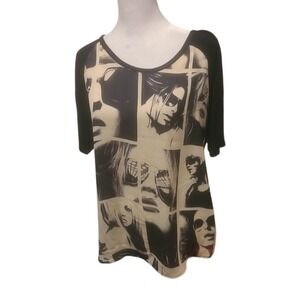 Dressbarn Shirt Women's Size M Knit Top Graphic Print Boxy Relaxed Made USA